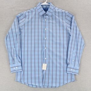 Haggar Smart Wash Slim Fit Shirt Mens 15-15.5 32/33 Blue Long Sleeve Button Up